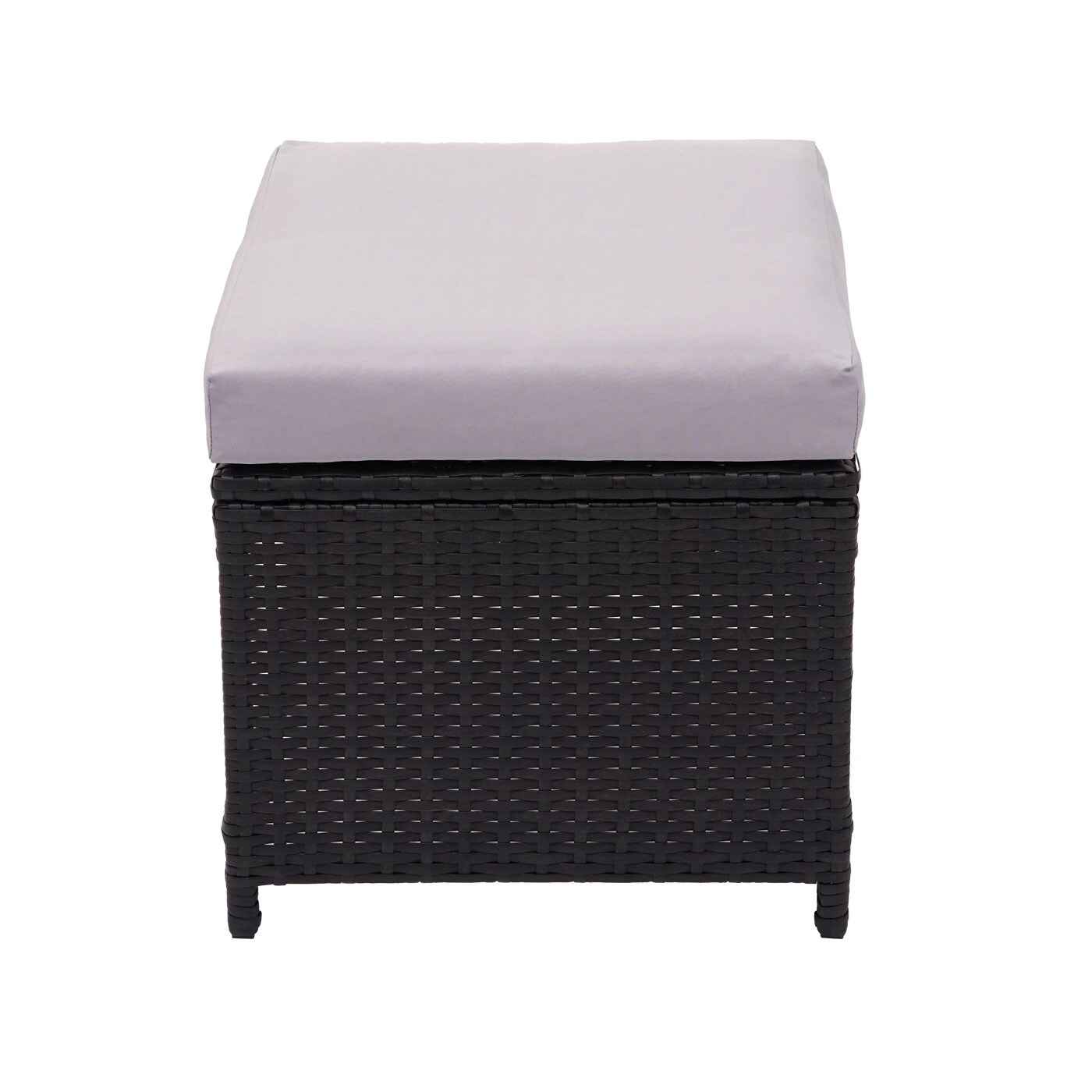 2er-Set Poly-Rattan Hocker MCW-G16, Gartenhocker Sitzhocker, Gastronomie ~ schwarz, Kissen hellgrau