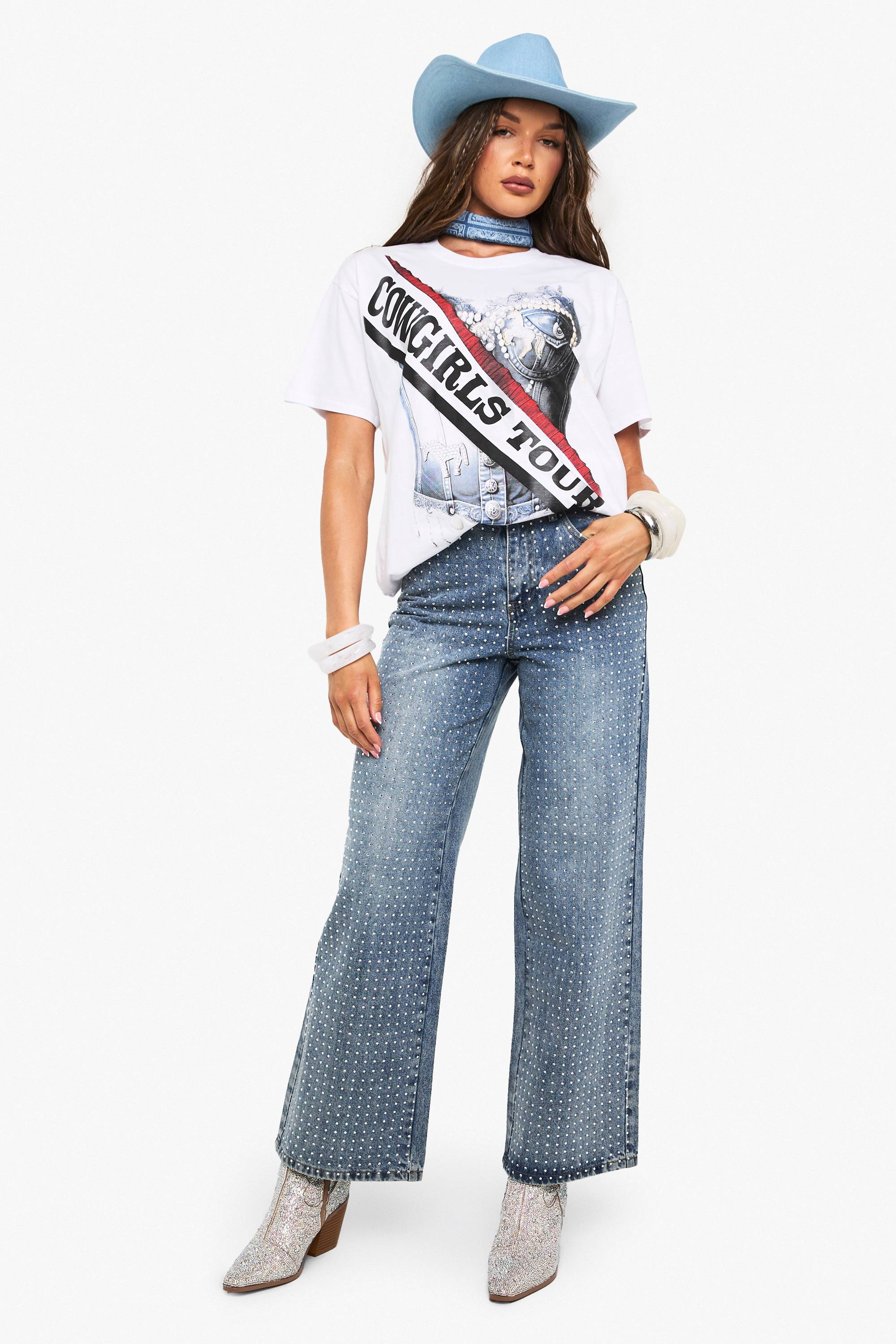 boohoo T-shirt imprimé Cowgirls Corset and Sash