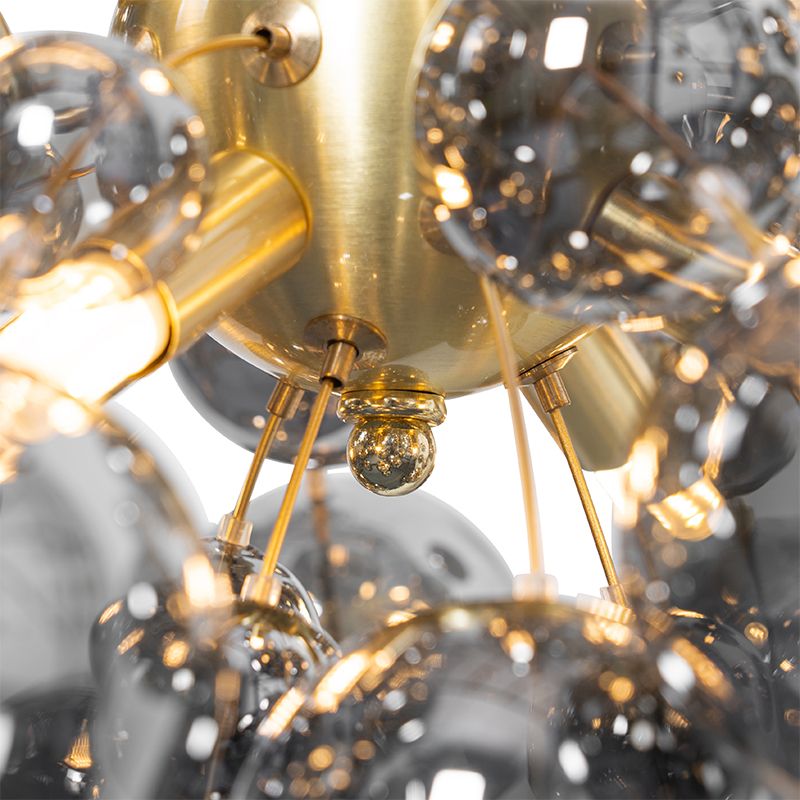 Design hanglamp messing met glas smoke 8-lichts - Explode