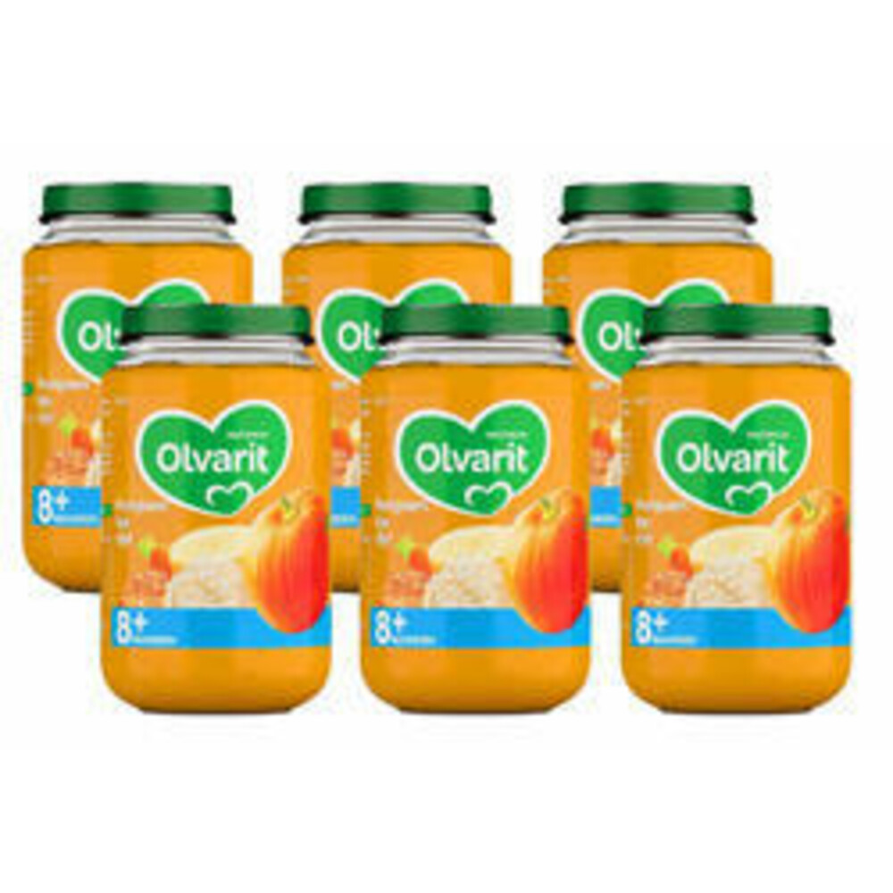 6x Olvarit Maaltijd 8+m Pompoen, Kip & Rijst200 gr
