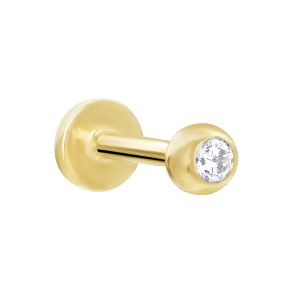 Piercing De Labret Or Jaune Acanta Oxyde De Zirconium