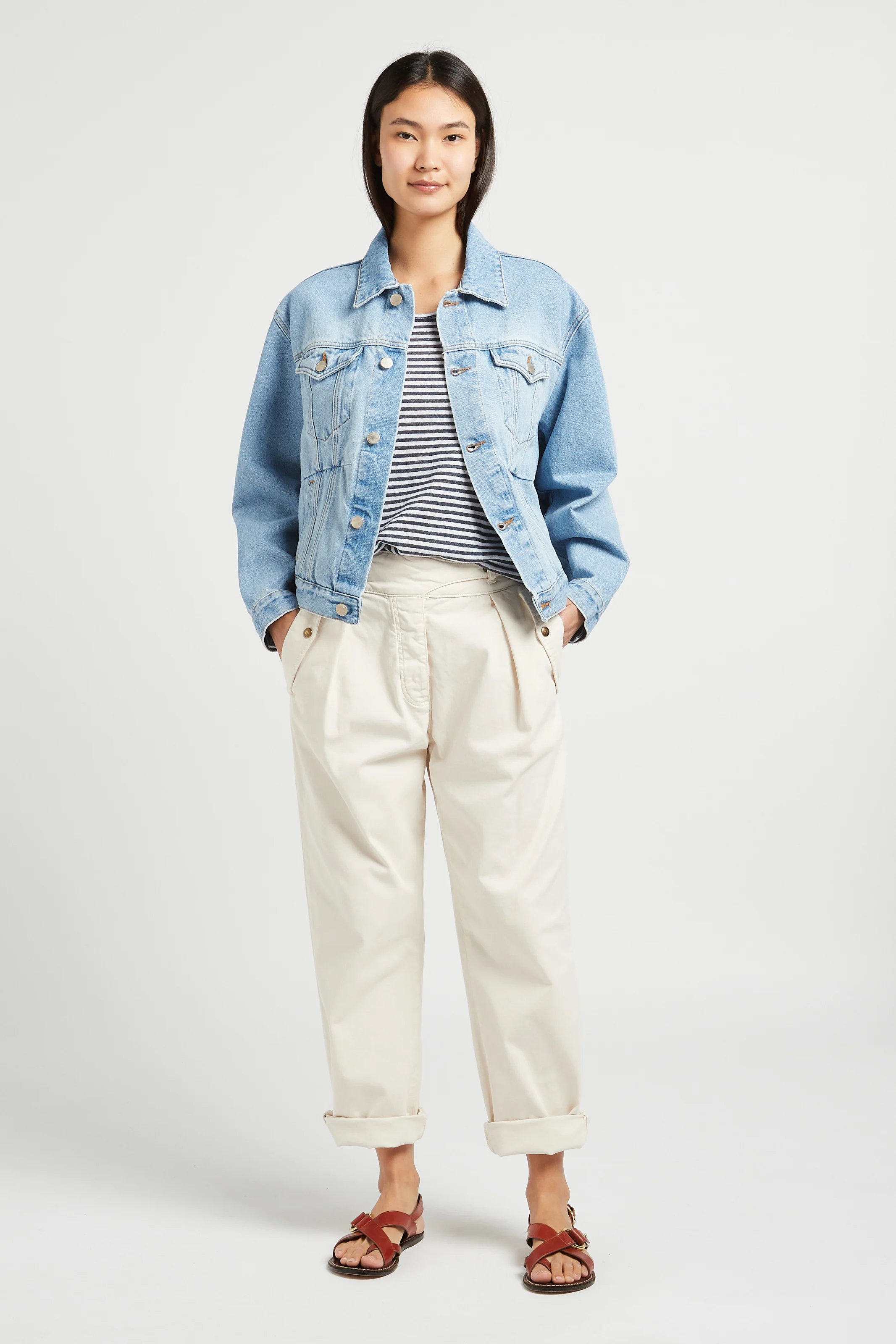 TERENCE - Veste ample col classique en jean | Bleu