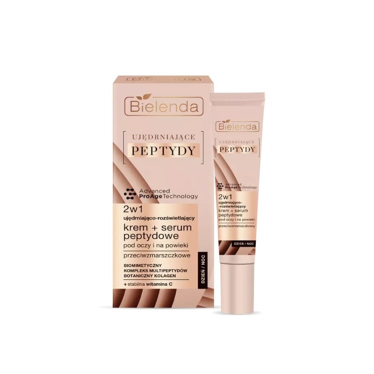 Bielenda Ujędrniające Peptydy Cream- serum voor ogen en oogleden 2in1 verstevigend en verhelderend 15 ml