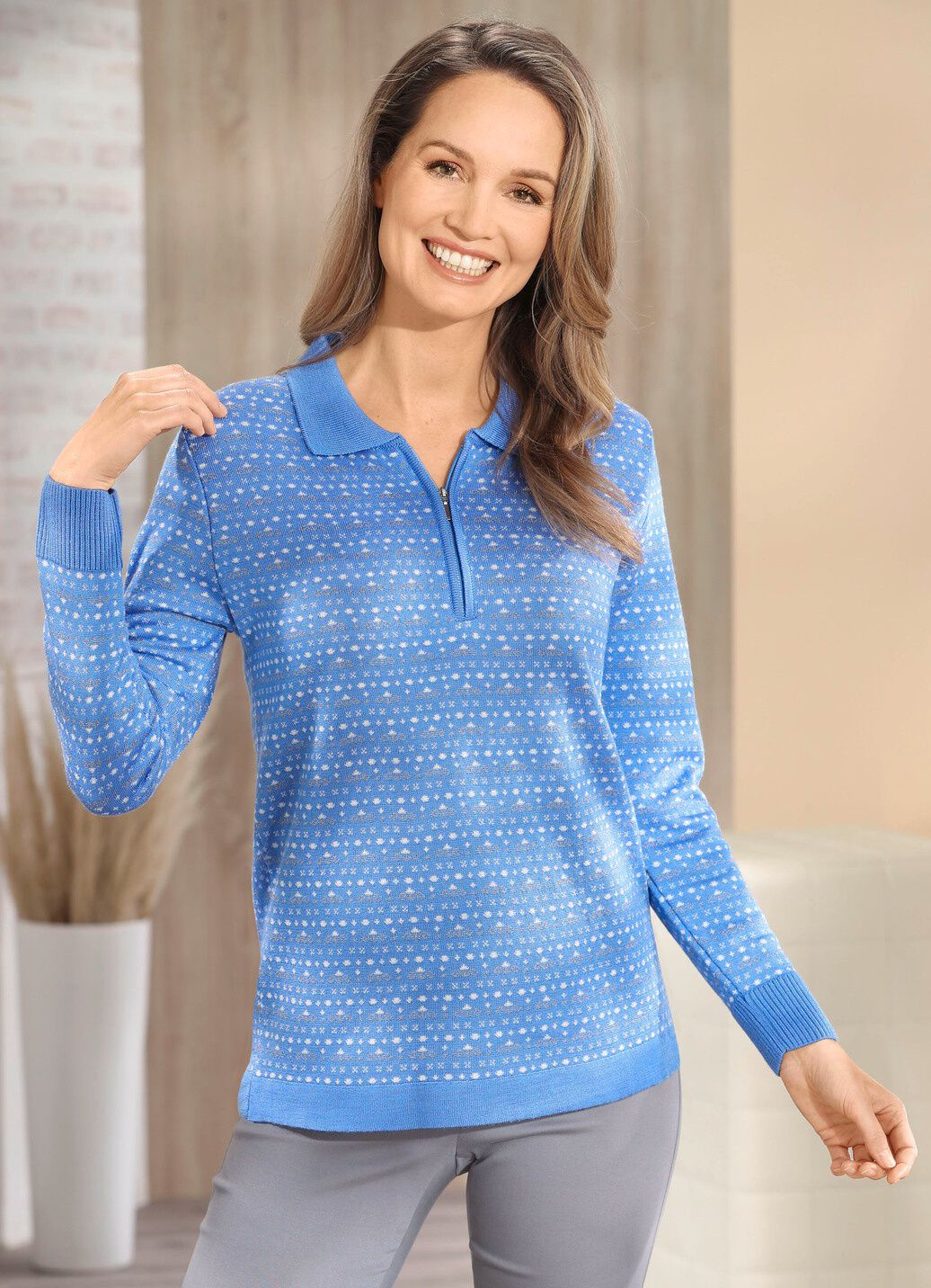 Pullover in feinem Jacquard-Dessin