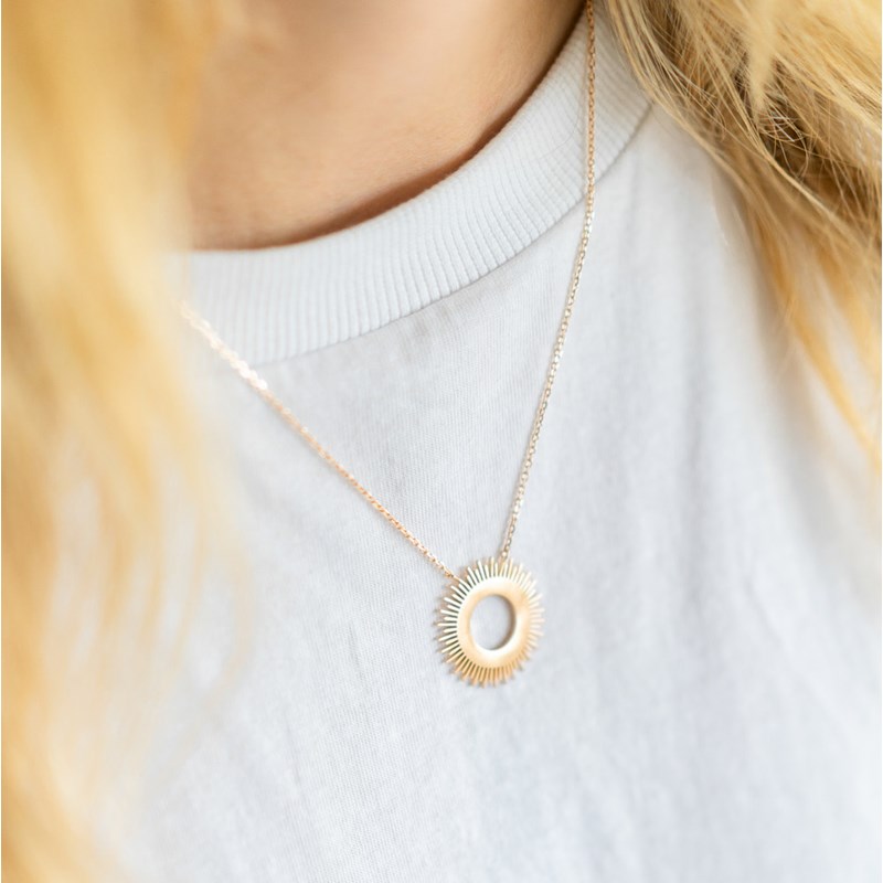 Collier Fin Plaqué Or Tendance Soleil
