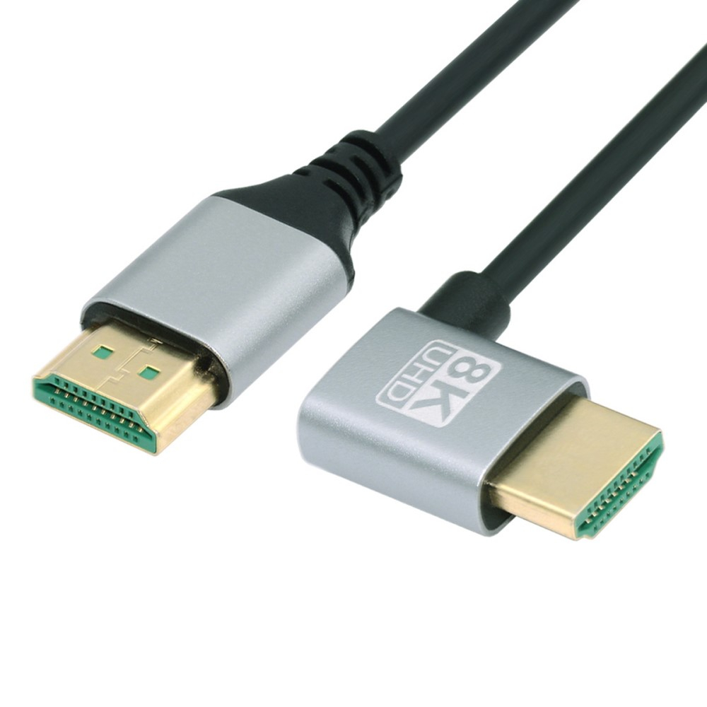 (1 m) Highspeed 8K HDMI 2.1 Kabel mit Vergoldeten Anschlüssen und 90° Grad Winkel - Schwarz