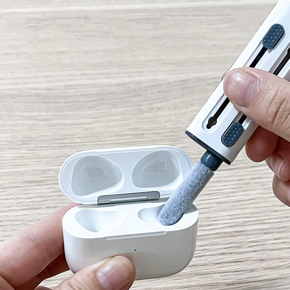 3in1 Ausziehbarer Kopfhörer Reinigungsstift Tastatur Bürste Reinigungs Werkzeug  - Weiss