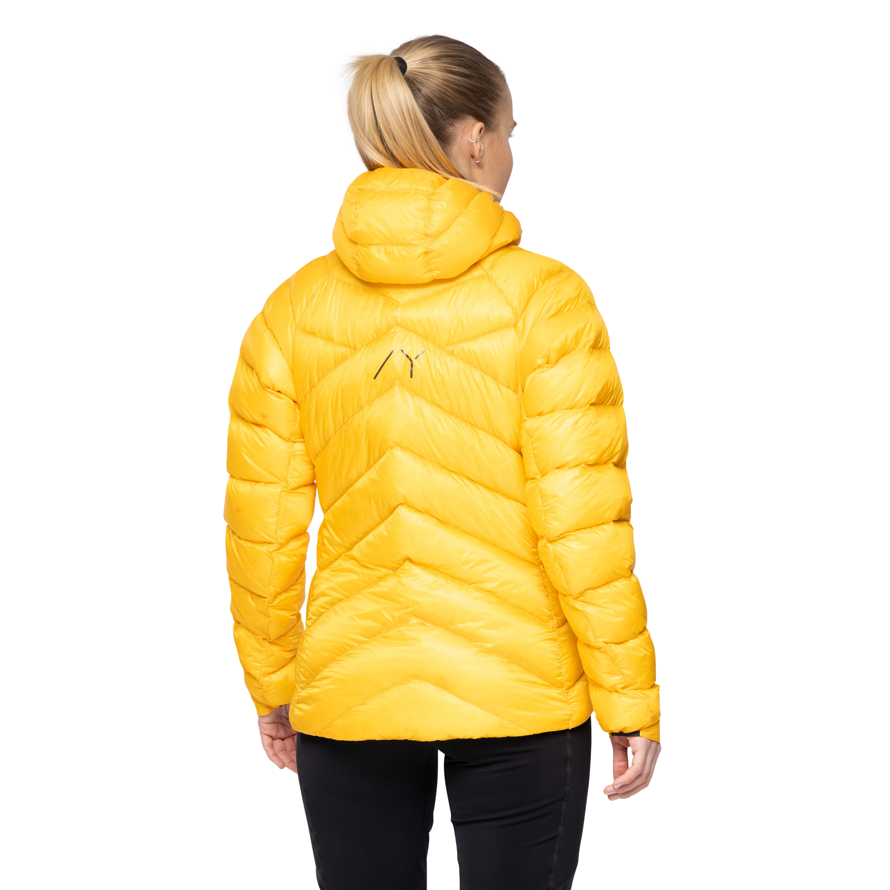 Y LightLine Weightless Down Jacket Hood Women Mango Yellow