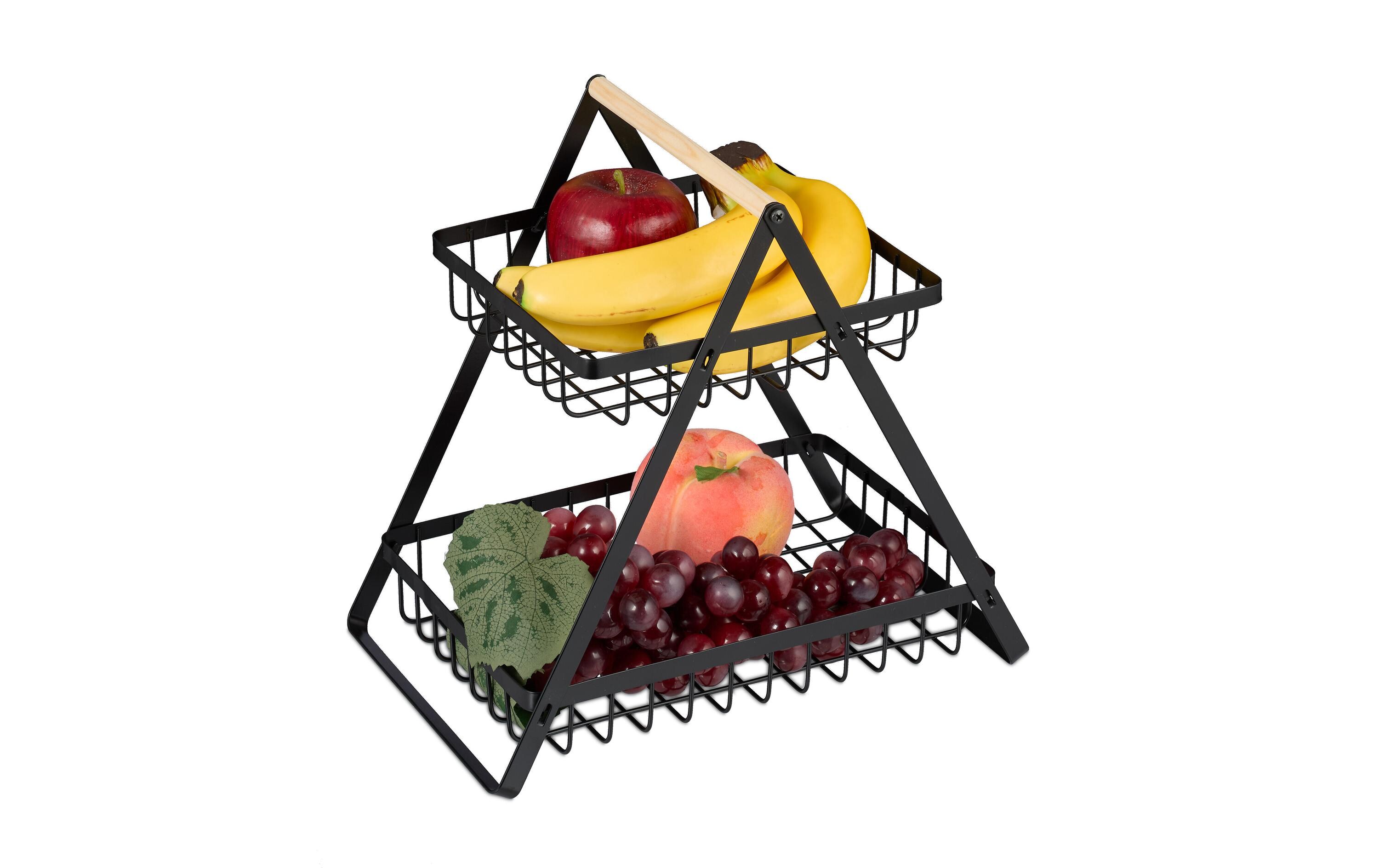 Früchtekorb 2-stöckig SchwarzObstkorb Etagere