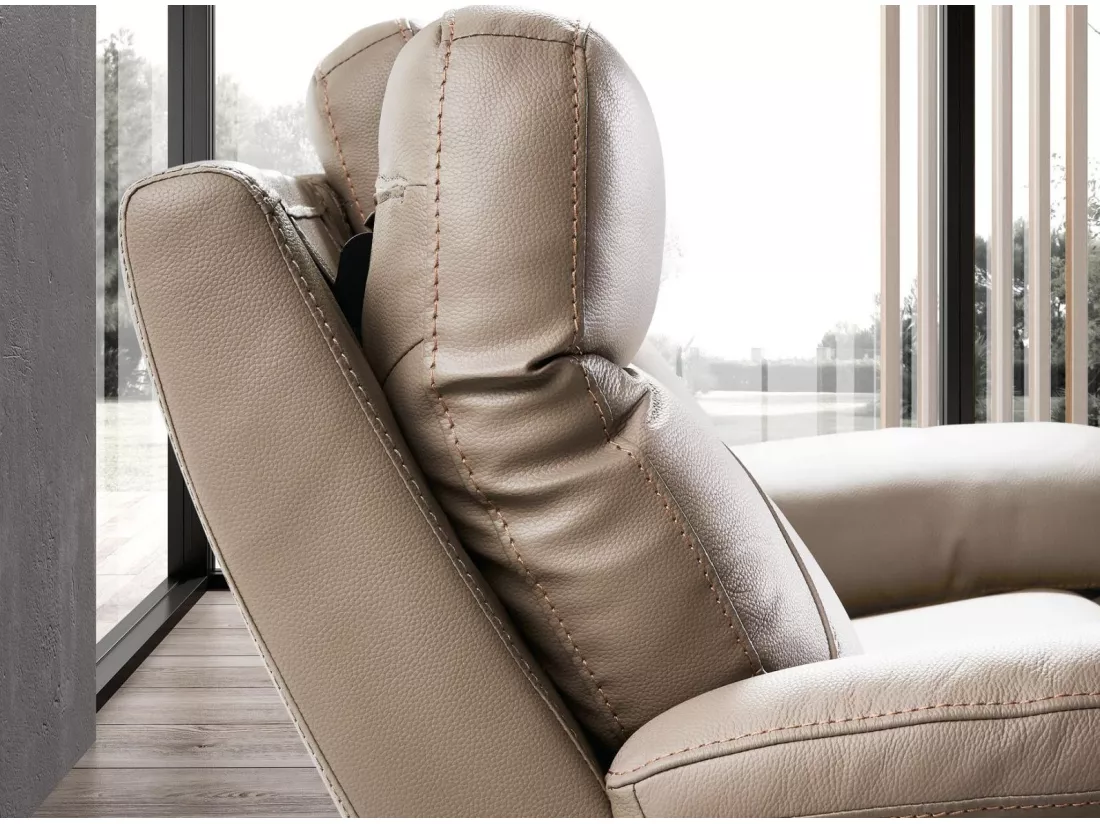 Ensemble canapé de relaxation 3 places électrique 2 places electrique cuir beige Ducka