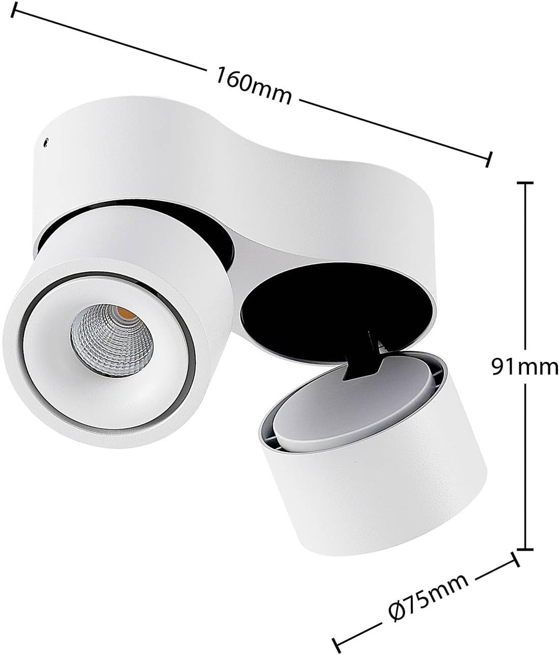 Arcchio LED Deckenlampe, Spotbalken Deckenstrahler 350° drehbar 90° schwenkbar Deckenleuchte Deckenspot 2x 6,1W Spot Wohnzimmerlampe Strahler