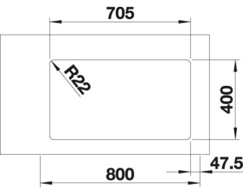 Blanco ANDANO 340/340-U spoelbak, 745 x 440 mm, roestvrij staal, 522983