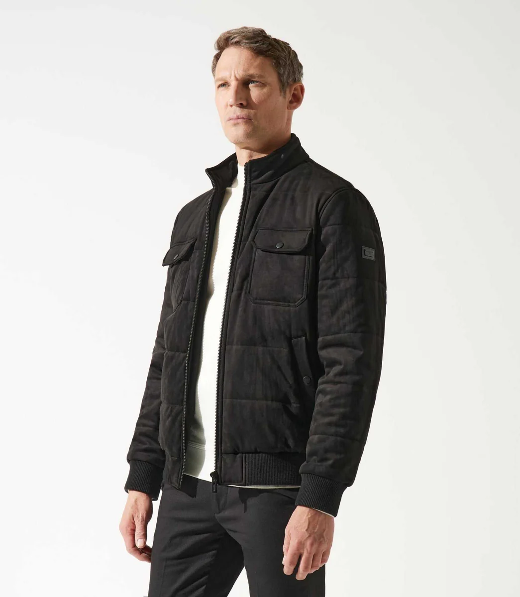 Blouson teddy matelassé noir MEMPHIS