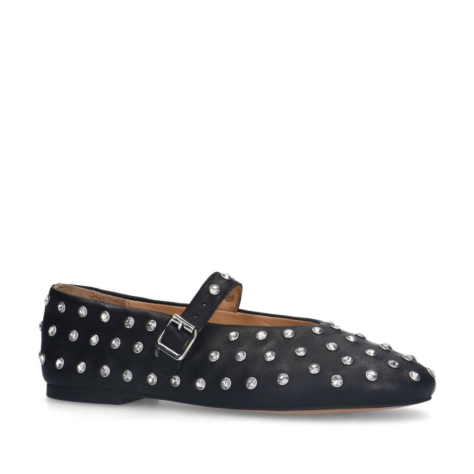 Manfield leren ballerina's zwart