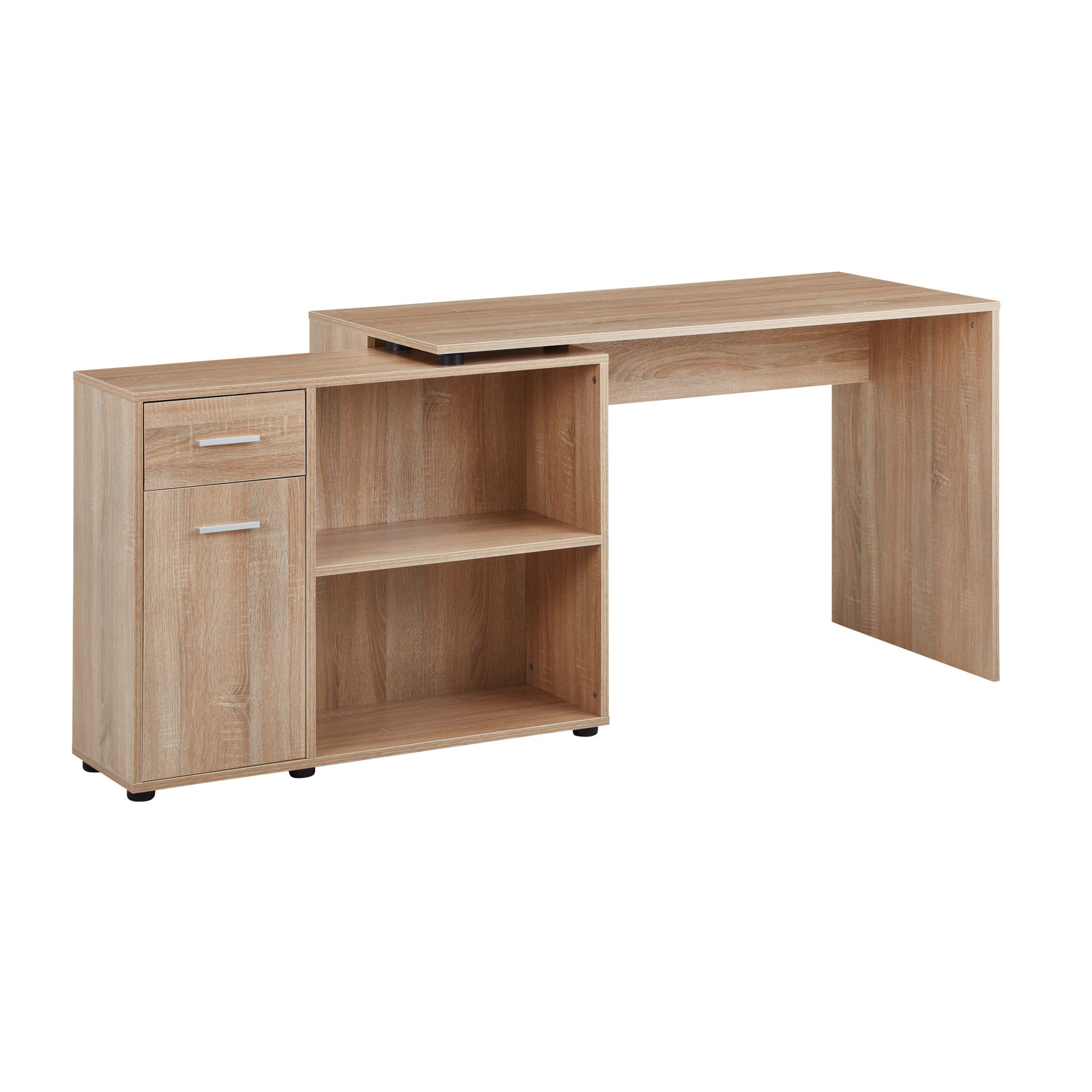 KADIMA DESIGN Schreibtisch mit Regal-Platte: Integriertes Regal, Drehbares Design, Melaminharz-Beschichtung, Schublade/Tür