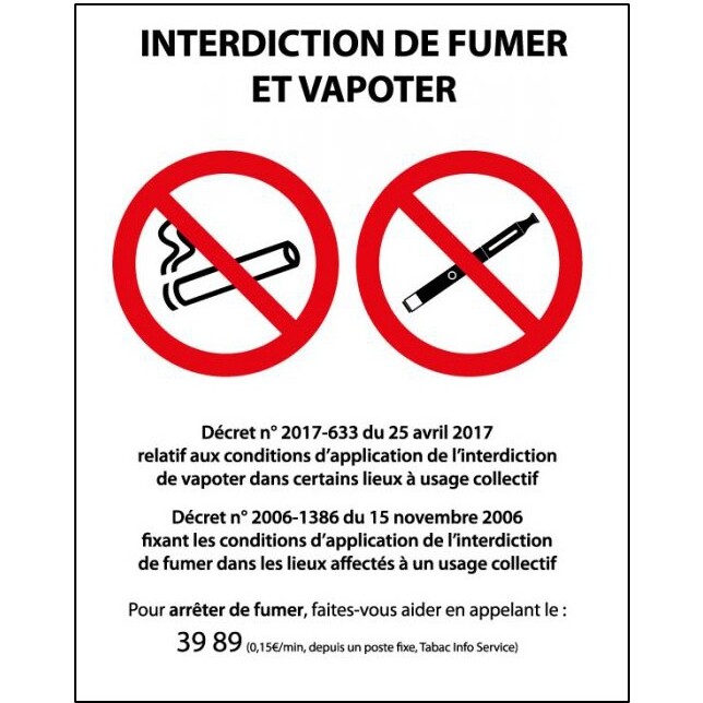 Panneau signalétique - Interdiction de fumer et vapoter - ISO 7010