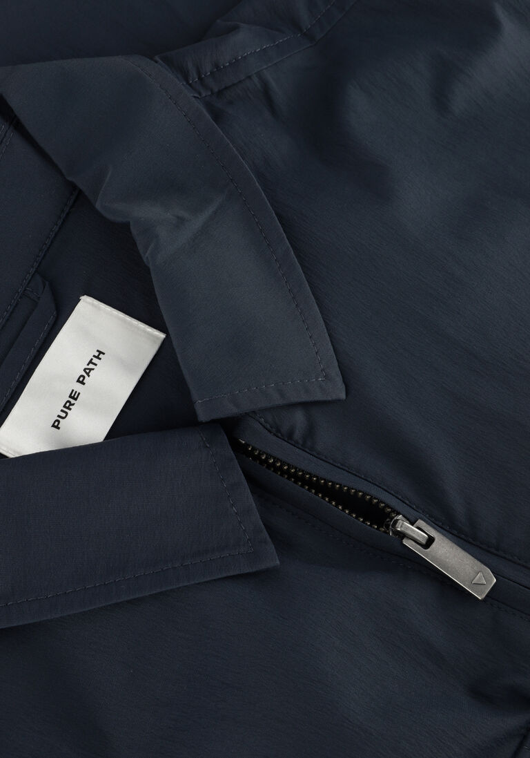 PURE PATH donkerblauwe pure path overshirt shirt with front zipper and chest pockets