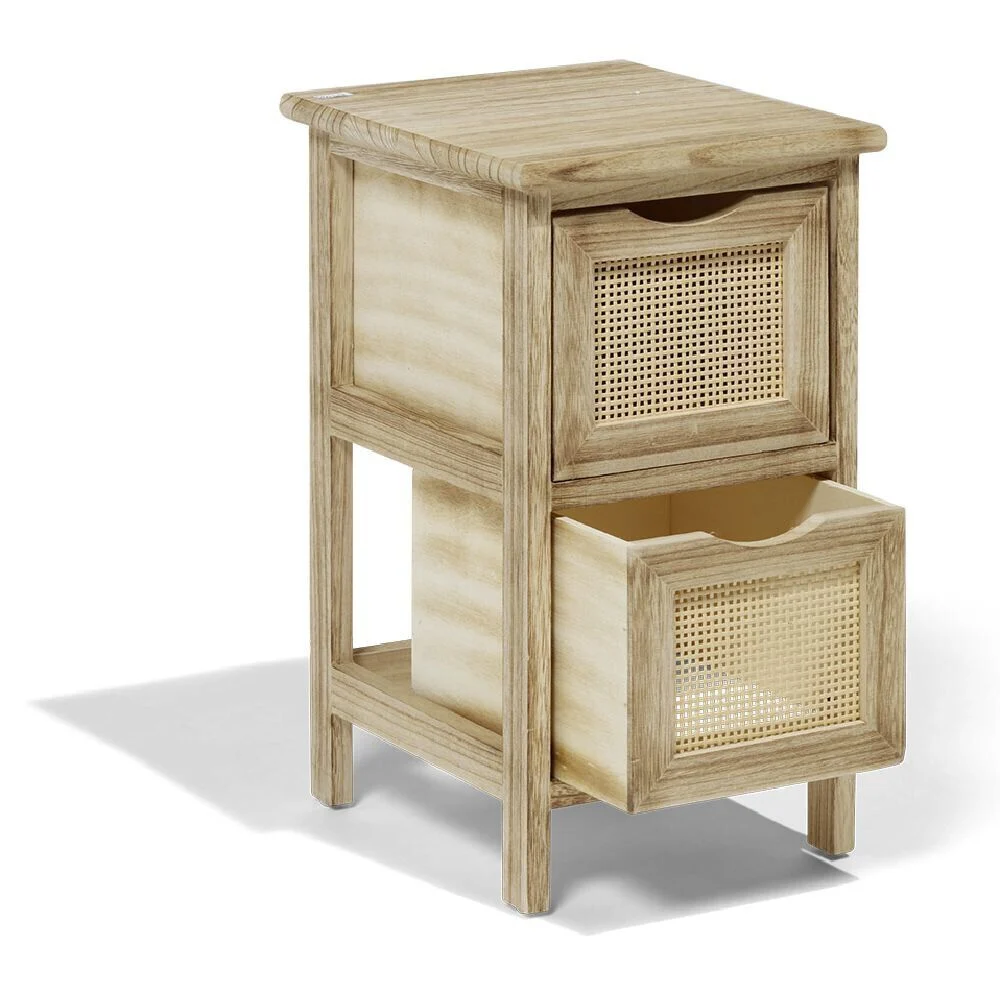 Meuble d'appoint Salomé 2 panières bois et métal 26xH46,5x30cm