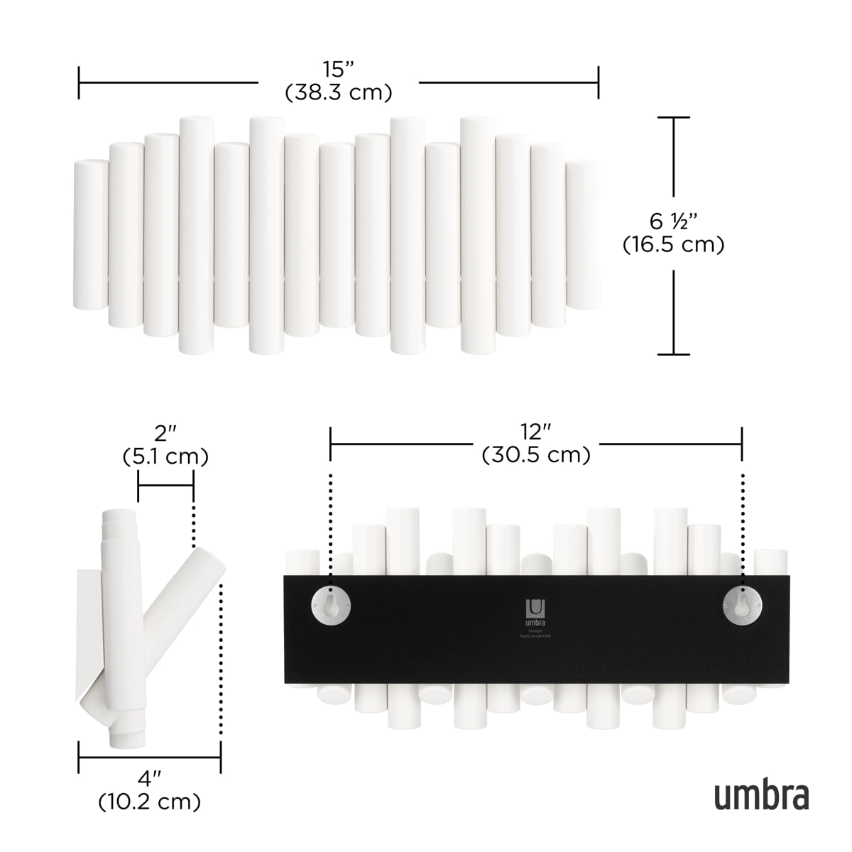 Wandkapstok Umbra Picket 5 haken wit