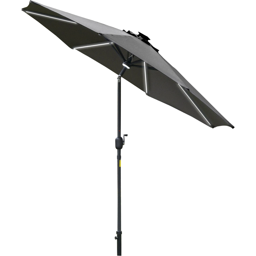 Outsunny Sonnenschirm mit LED Leuchten Schwarz, Dunkelgrau
