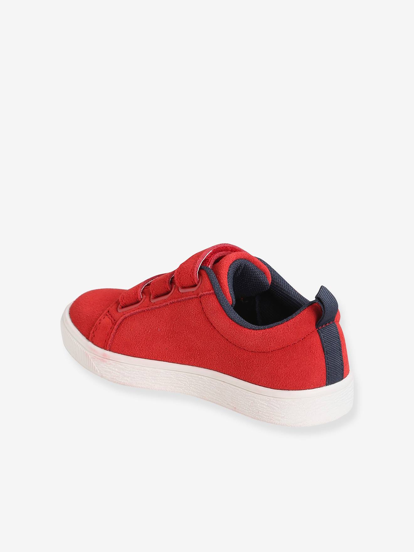 Tênis de couro com fecho de velcro, para meninos, azul escuro liso