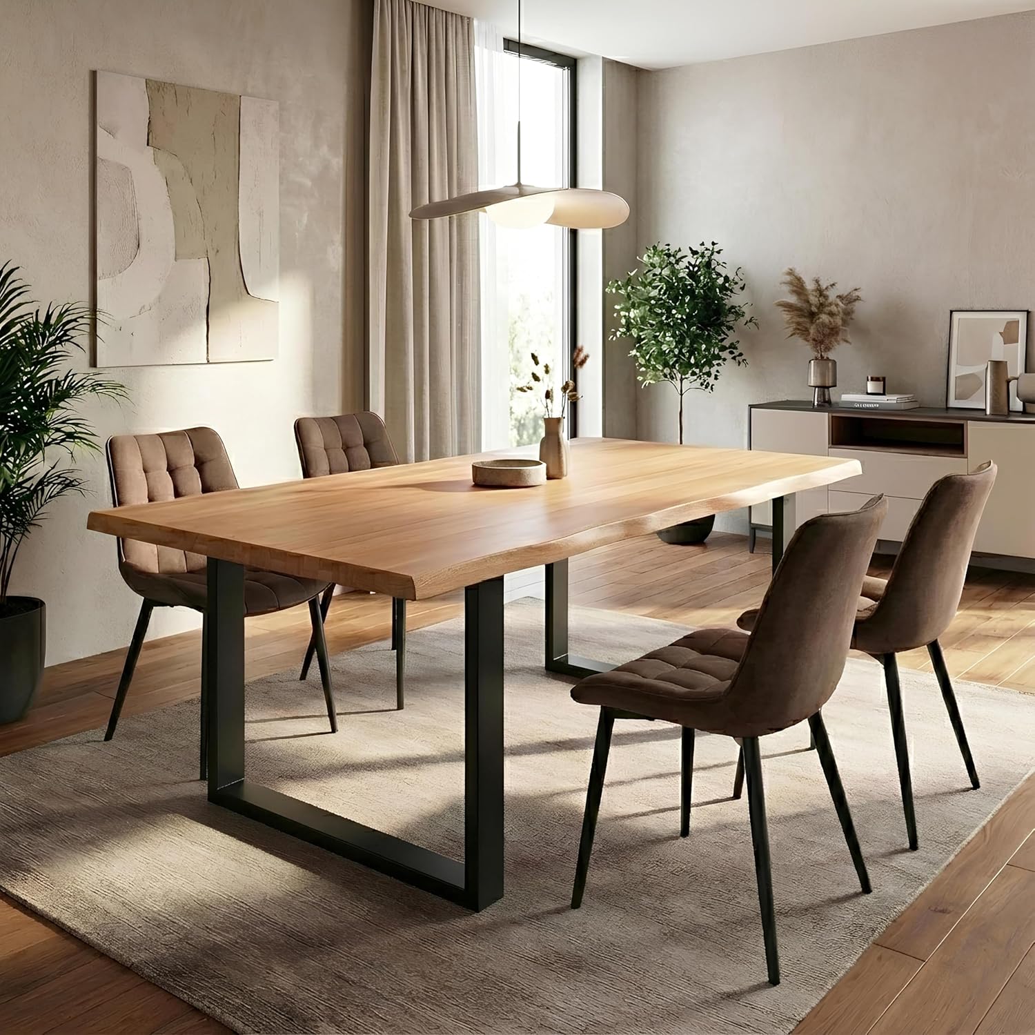 Krok Wood Esstisch Dublin aus Massivholz mit Metallbeine (Buche, 200 x 90 x 75 cm)