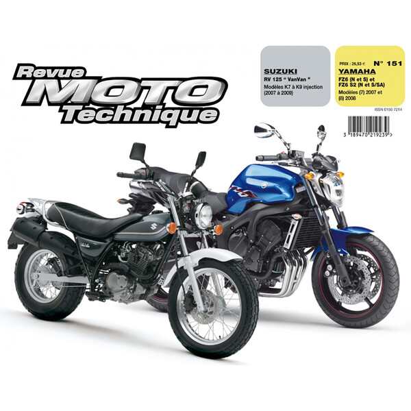 Etai - RMT 151.1 SUZUKI RV125 (2007 à 2009) et YAMAHA FZ6N et FZ6S (2007 à 2008)