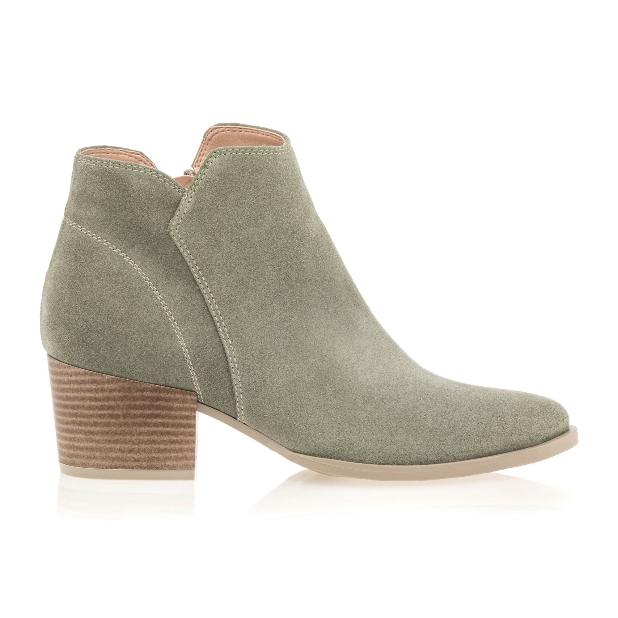 Bottines à talon Femme en cuir kaki