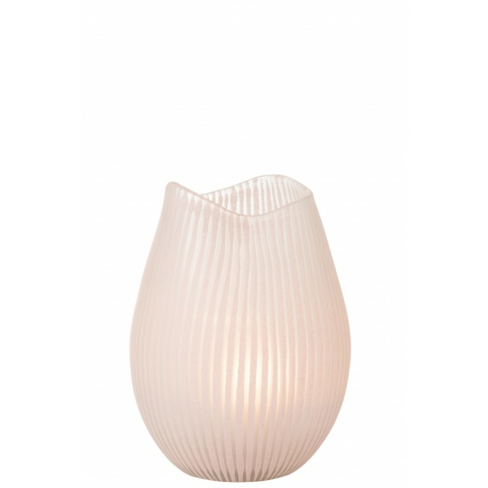 Vase lignes en verre rose 20x20x31 cm
