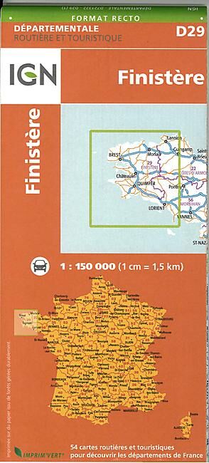 IGN - D29 FINISTERE ECHELLE 1 150 000