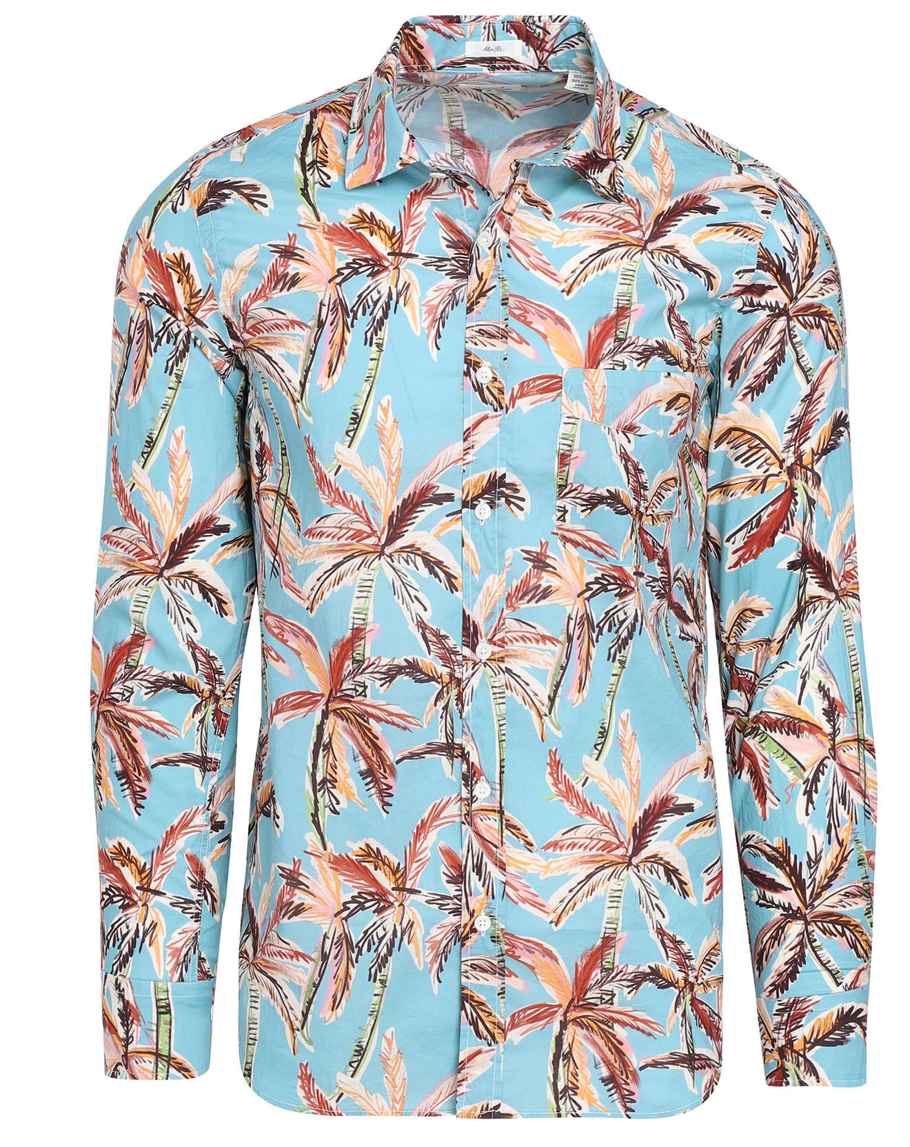 Hartford Chemise Slim Fit Storm imprimée bleu aqua
