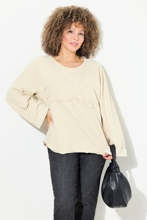 Sweatshirt, Stickerei, Rundhals, Langarm, Rollkanten