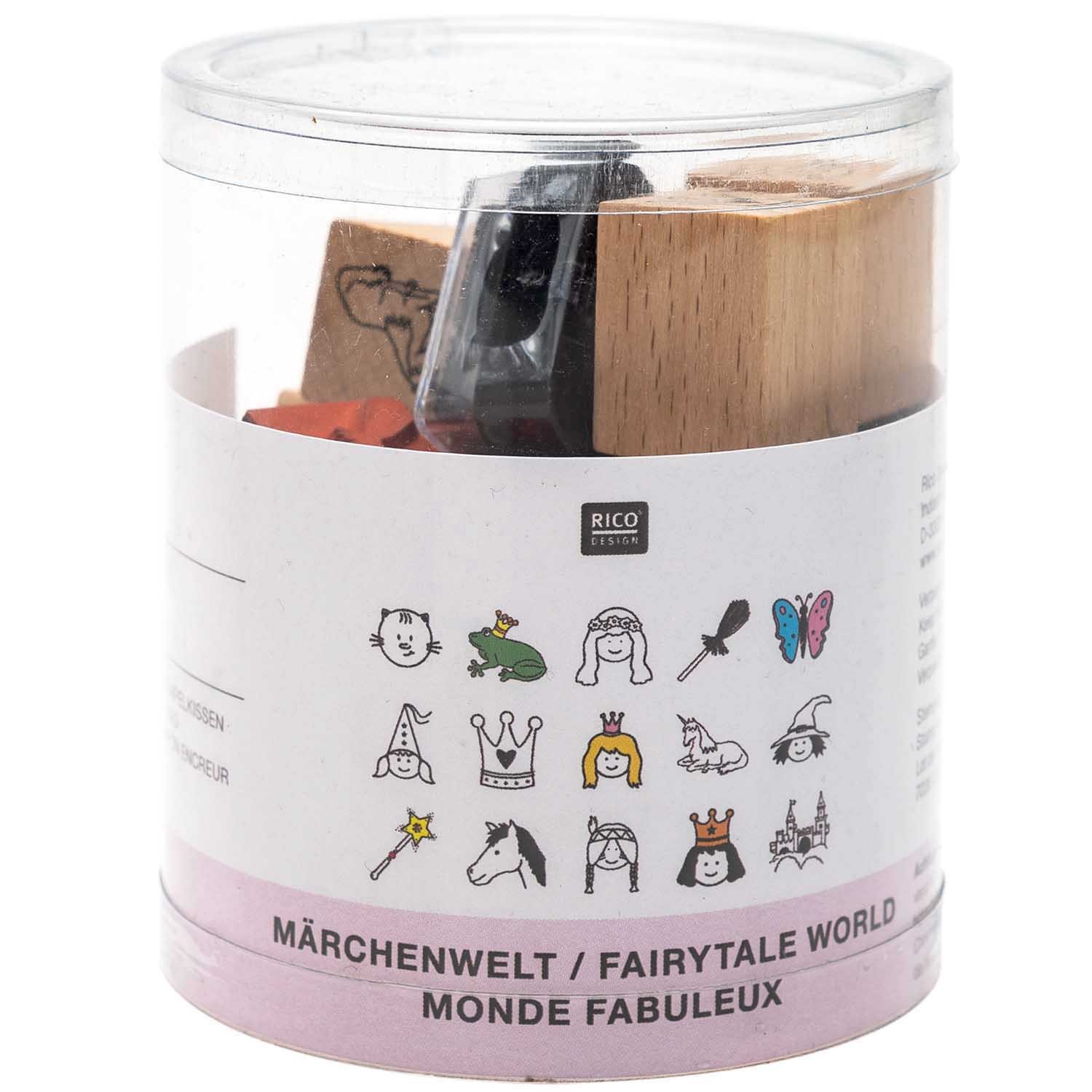 Stempel-Set MÄRCHENWELT 15er-Pack aus Holz
