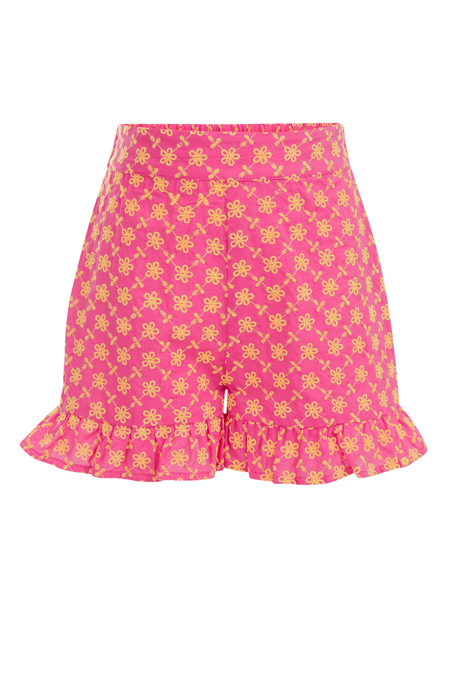 Meisjes short met broderie anglaise WE Fashion Koraalroze