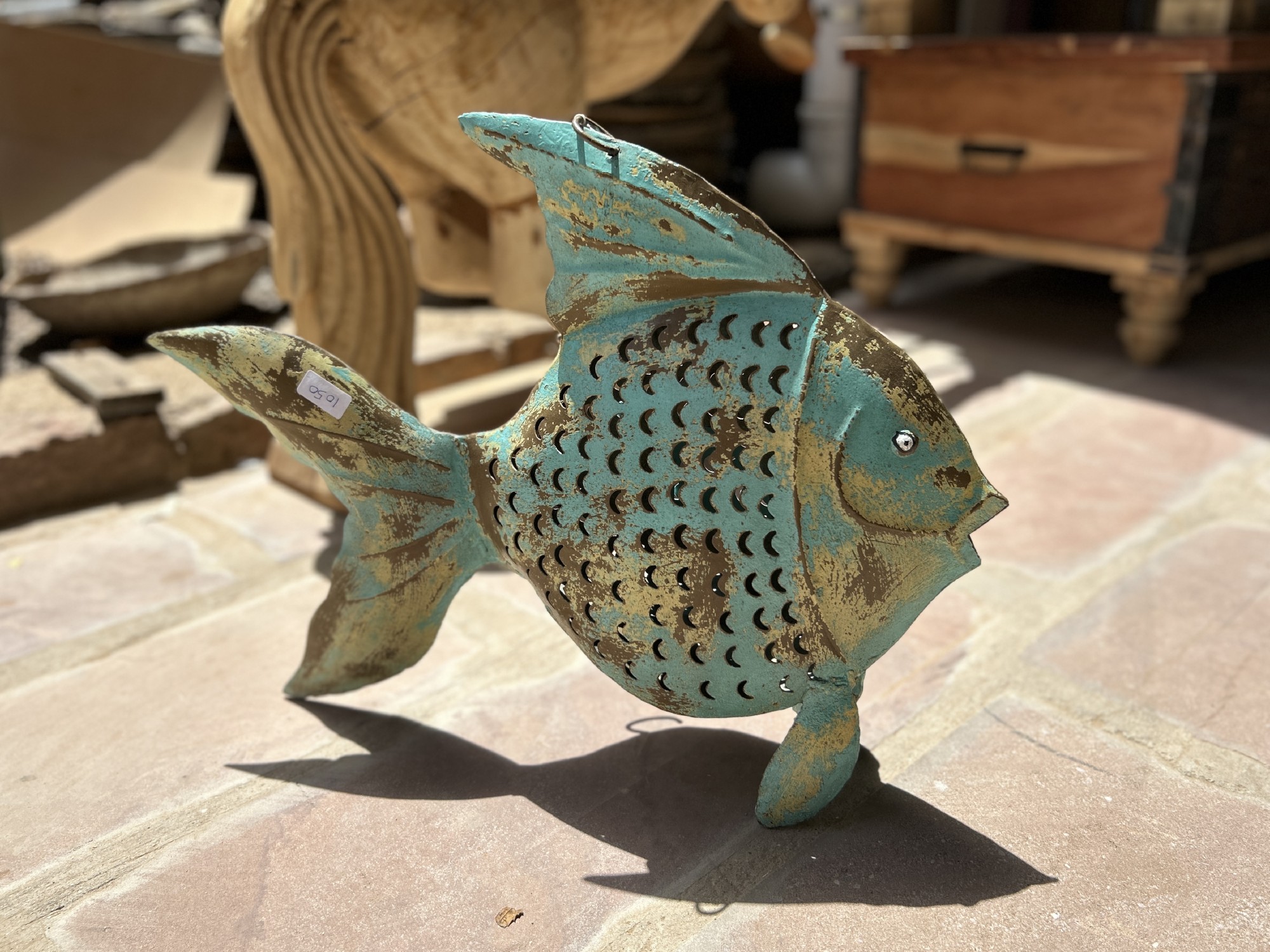Hängelaterne 'Poisson', blau, B 60 cm, H 45 cm, L 10 cm von fischer's lagerhaus