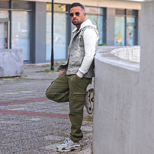 Veste Jean A Capuche 1528 Gris Denim Gris Clair