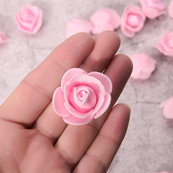(500er Set) Ø30mm Romantische Blumen Konfetti Schaumstoff Rosen Deko Blumen - Rosa