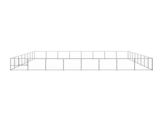 Chenil extérieur cage enclos argenté 800 x 800 x 70 cm 02_0000296