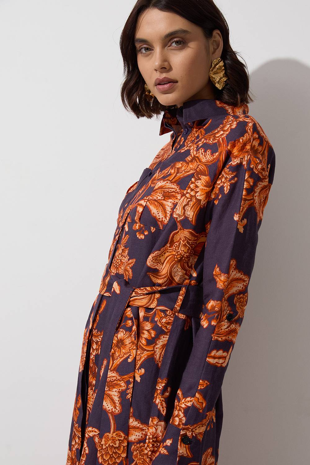 KarenMillen Robe chemise tissée en lin de viscose