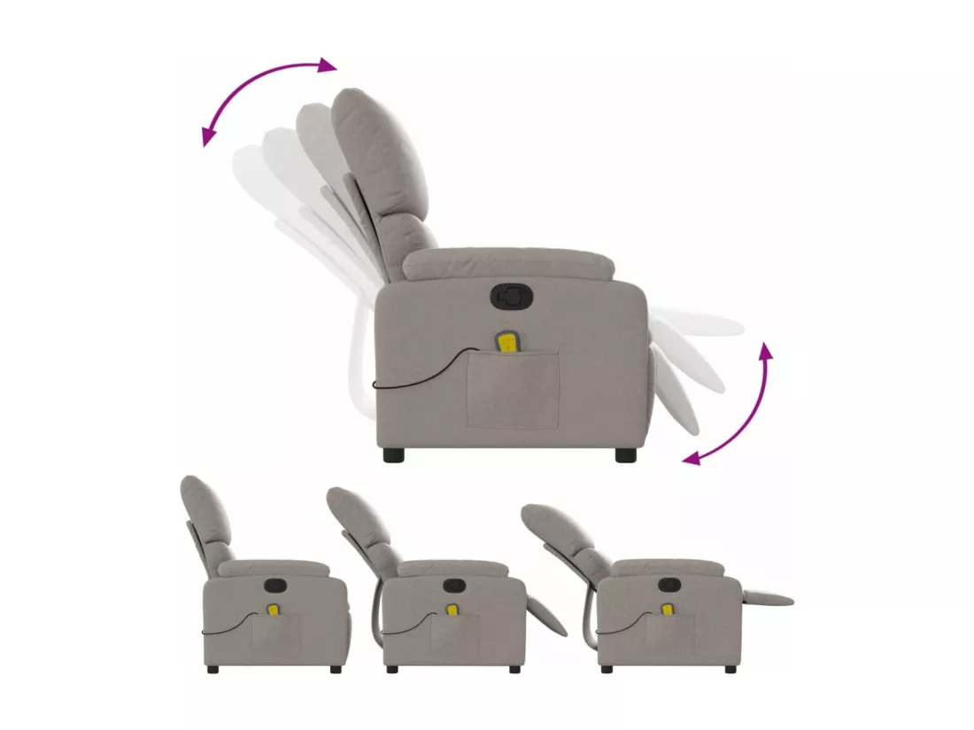 Fauteuil massant inclinable Taupe Tissu