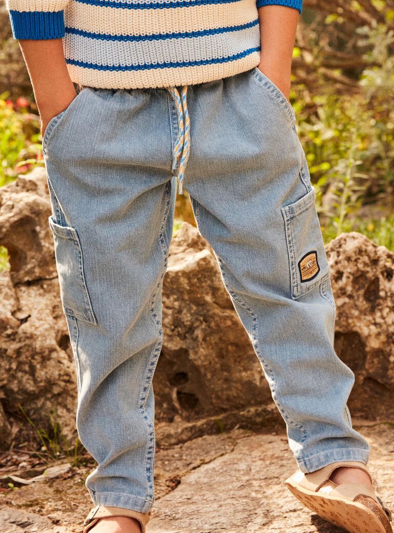 Jean cargo en denim bleu