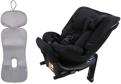 Beemoo Rotate i-Size Vendbar Bilstol inkl. Ventilerende Sittepute, Black Stone/Grey