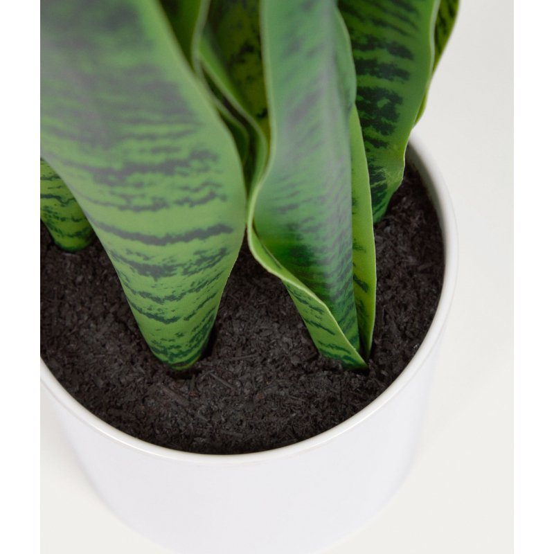Plante artificielle Sansevieria avec pot blanc 55 cm