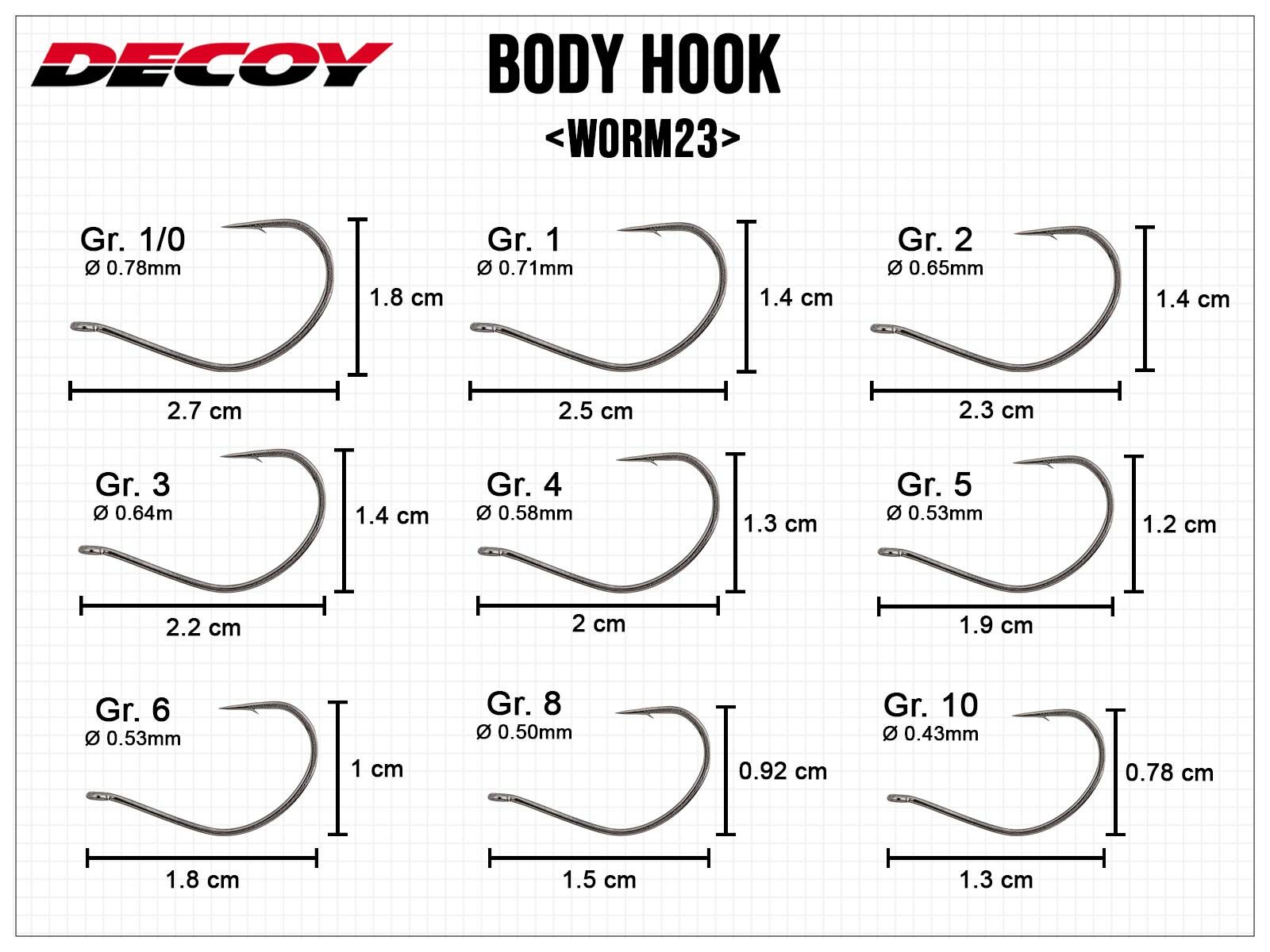 Worm23 Body Hook - Gr. 4(DECOY)