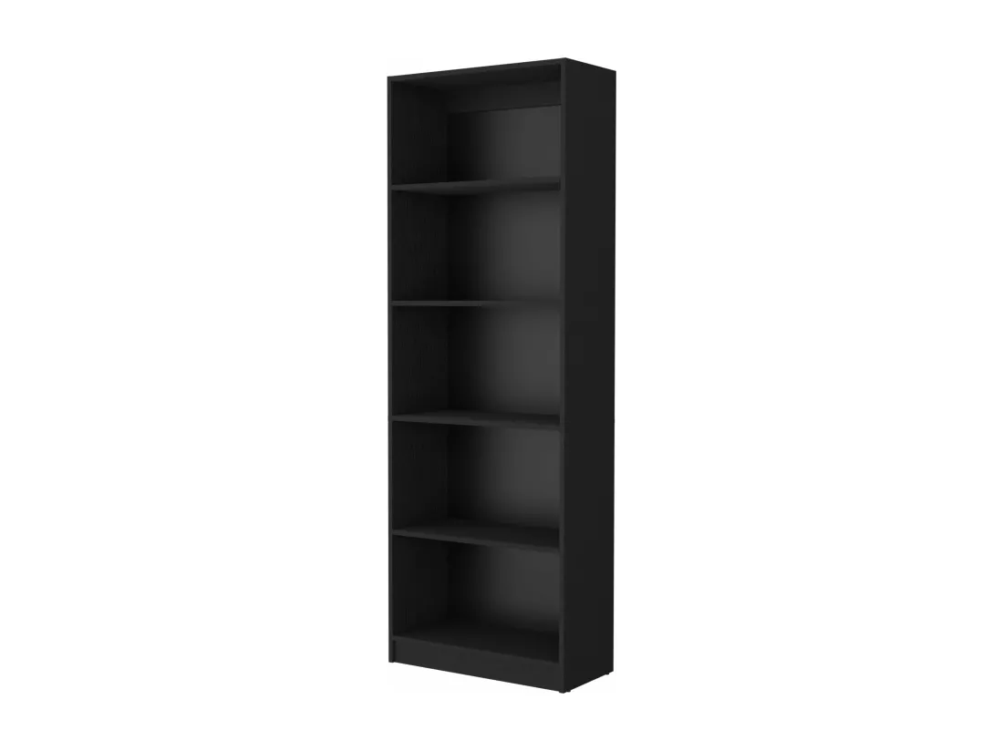 Home Straight Bibliothèque en mélamine avec 5 étagères, 180.59 cm X 62.73 cm X 29.71 cm , Noir