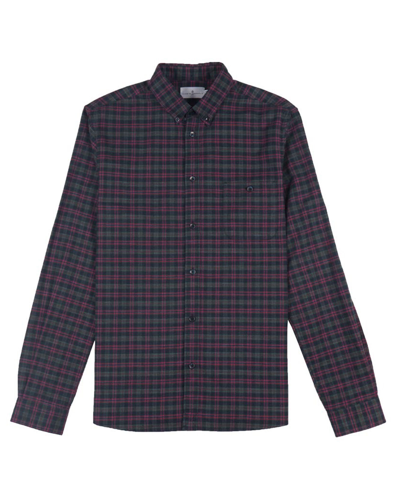 Cuisse de Grenouille Chemise en Coton & Lin Indecis à carreaux bleu marine/vert/rouge