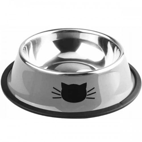 Alimentador para gatos Edipets em aço inoxidável cinza