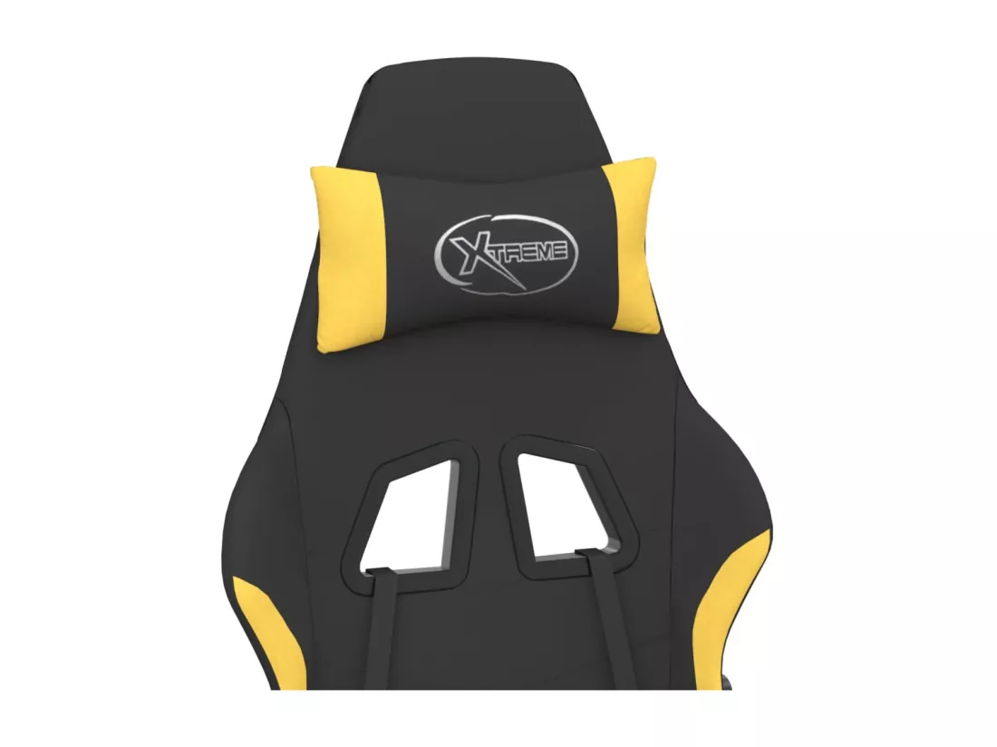 Chaise de jeu avec repose-pied Noir et jaune Tissu