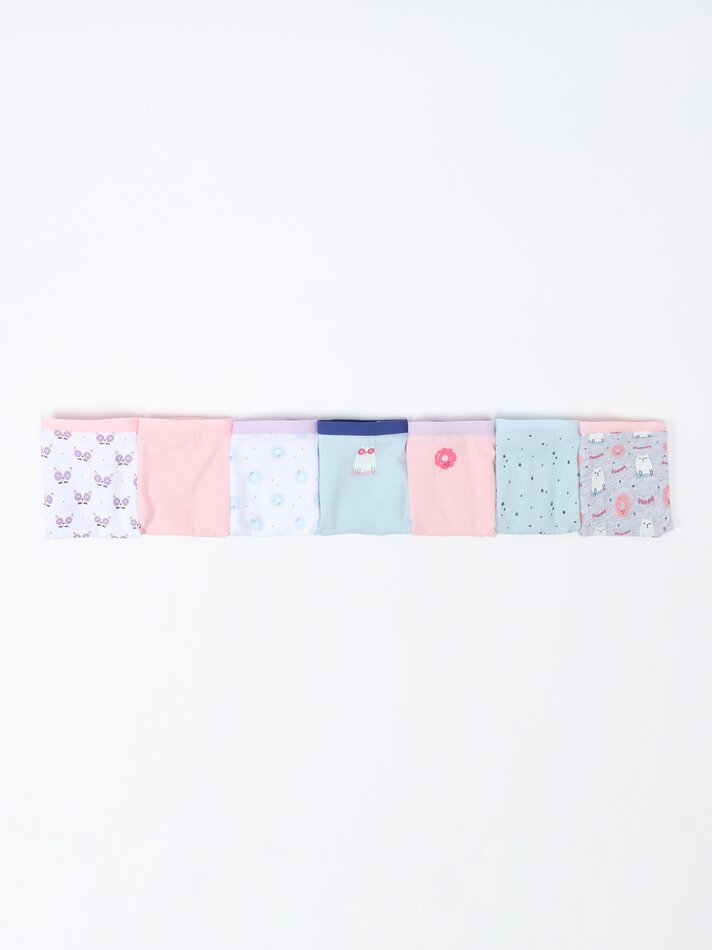 Pacote com 7 calcinhas hipster estampadas - Cores variadas