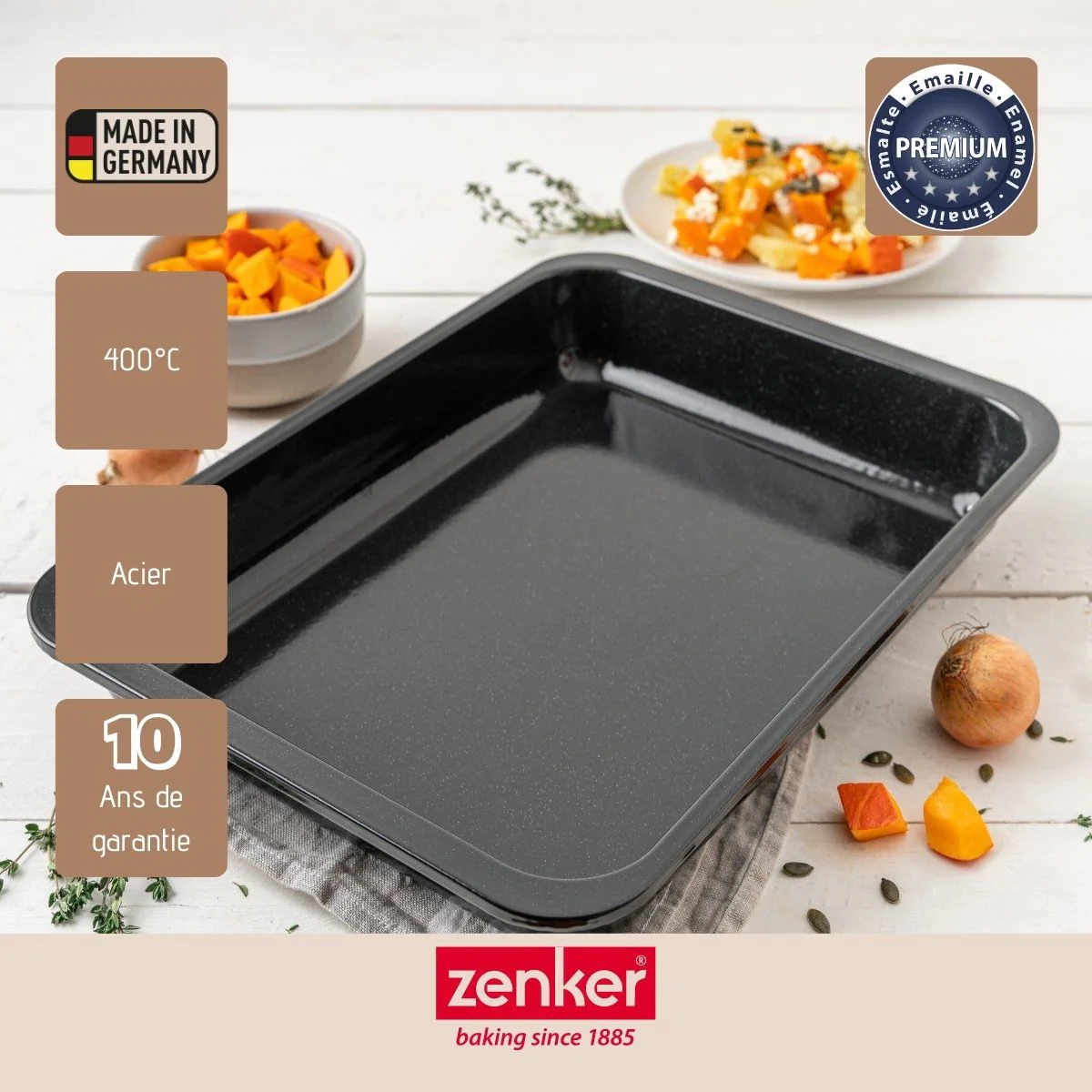 Plat à four XXL rectangle 40 x 29 cm en acier émaillé Spécial Cooking